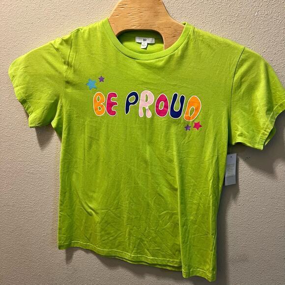 BE PROUD BP. Gender‎ Inclusive Graphic Tee Unisex Small Green Punch Crew Neck - Picture 1 of 5